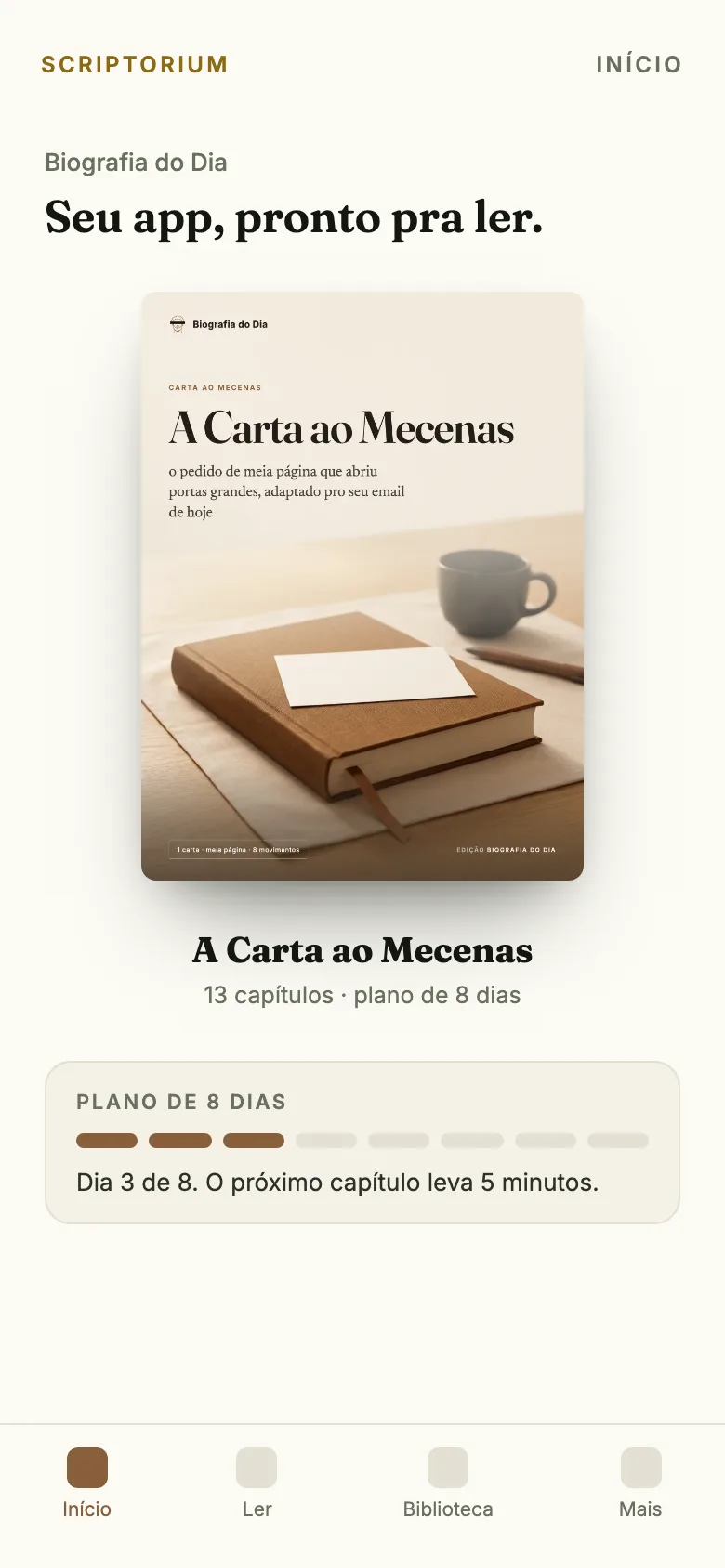 Capa do app do guia A Carta ao Mecenas